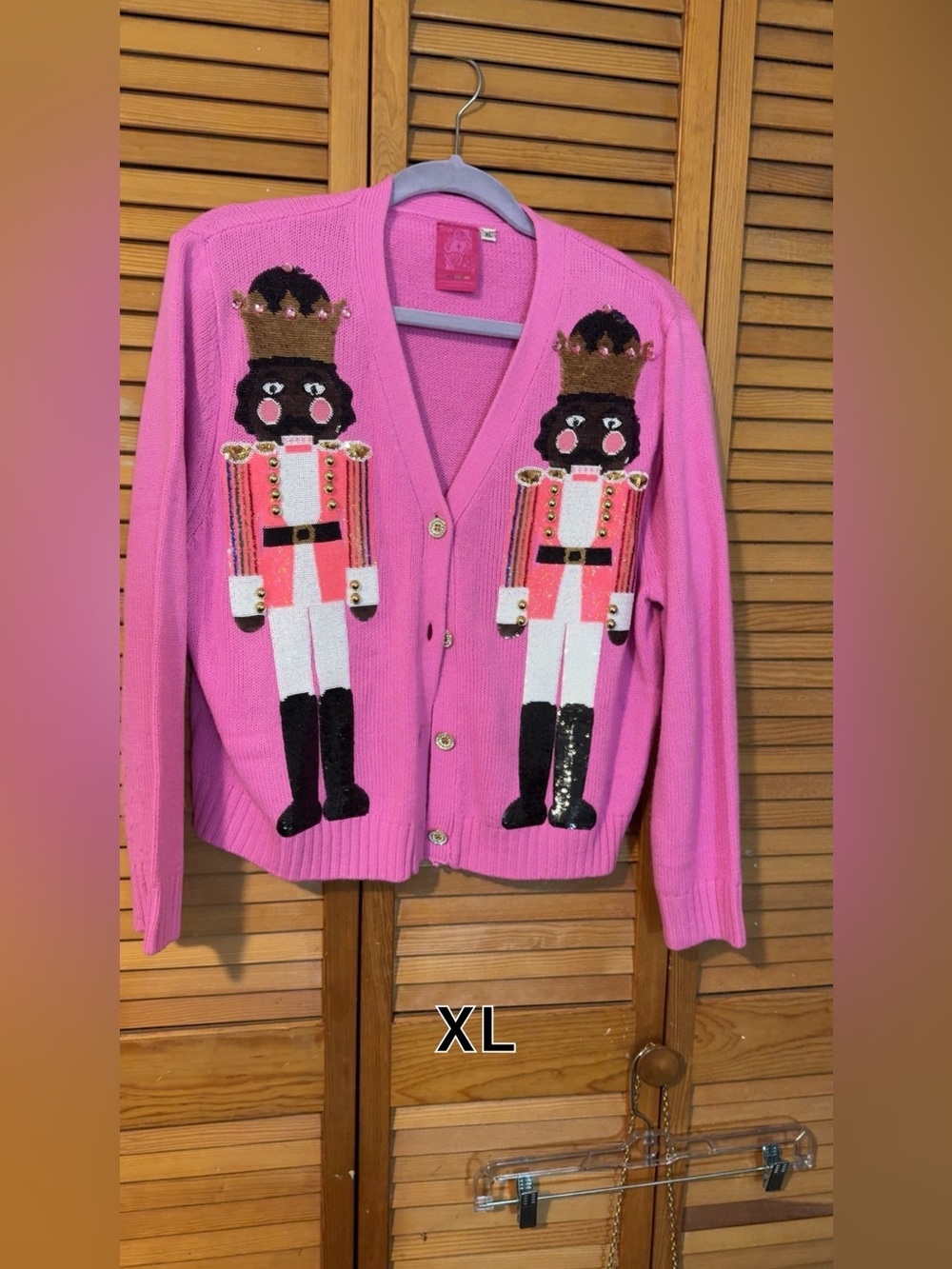 Kids Pink Queen of Sparkles Nutcracker Cardigan Sweater